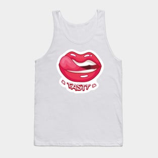 TASTY LIPS KAWAII DESIGN ANIME MOUTH SEXY KAOMOJI LIPS EMOTICON CARTOON Tank Top